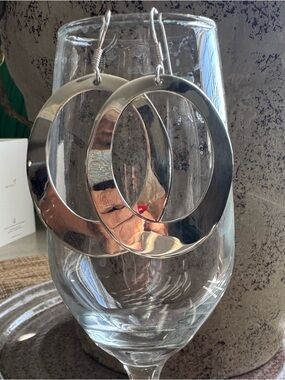 Large designer stamped Silver 925 Mexican Hoop Earrings New original packaging